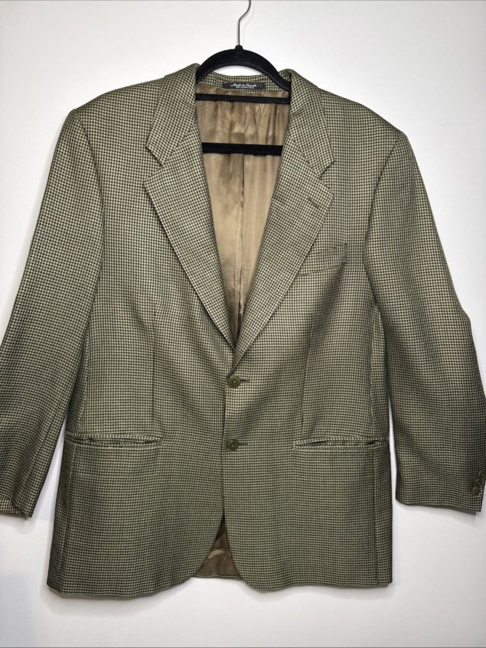 Ferrar Metropolitan For Quails Mens Green Sport Coat, Silk/Wool Blend, Size 40R